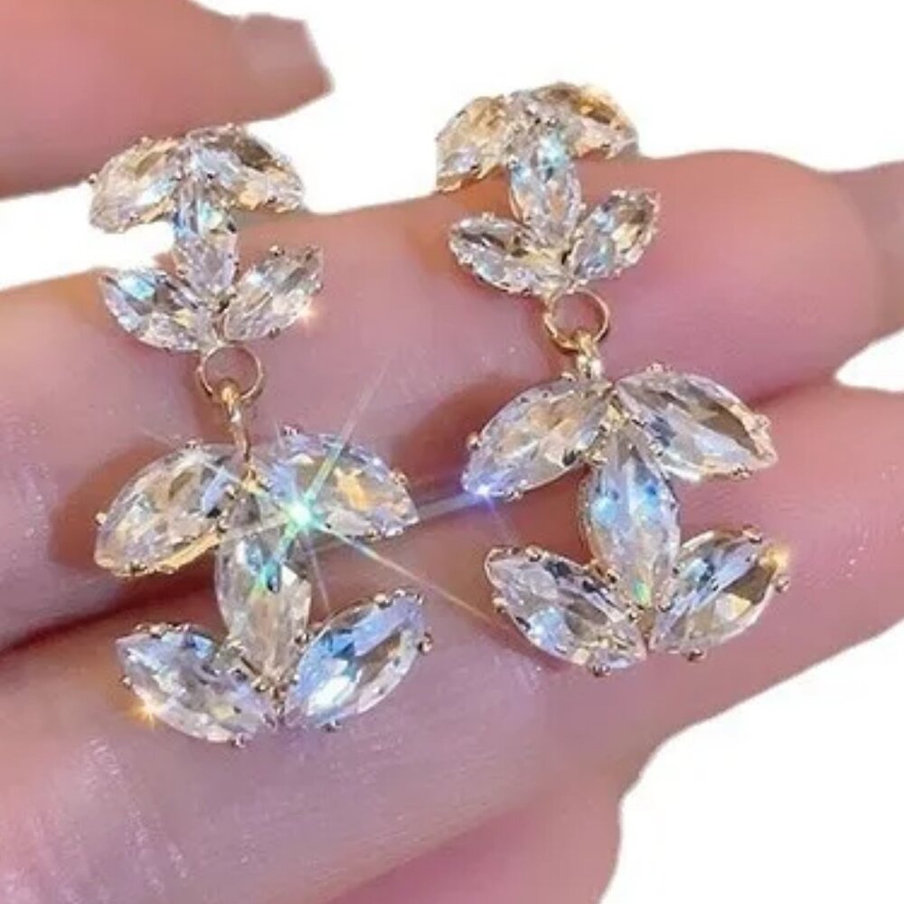 Chanel Style Crystal Dangle Earrings